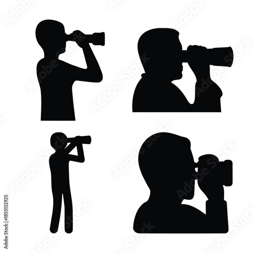 People looking through optical devices: a collection of observer silhouettes