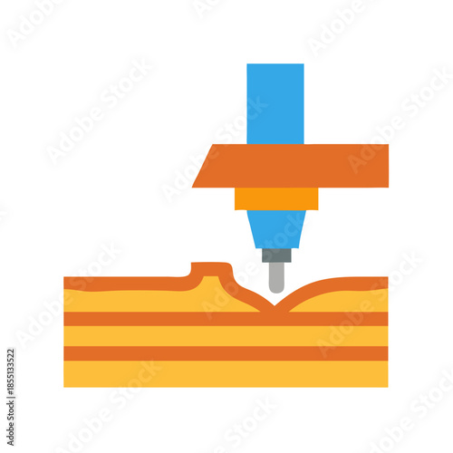 Precise machine carving into material with layered structure