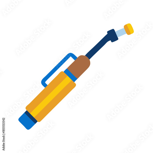 Flat design illustration of a caulking gun against black background