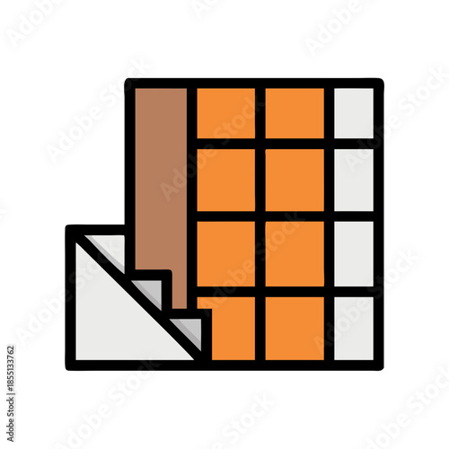 Minimalist graphic of tiling installation against a black backdrop