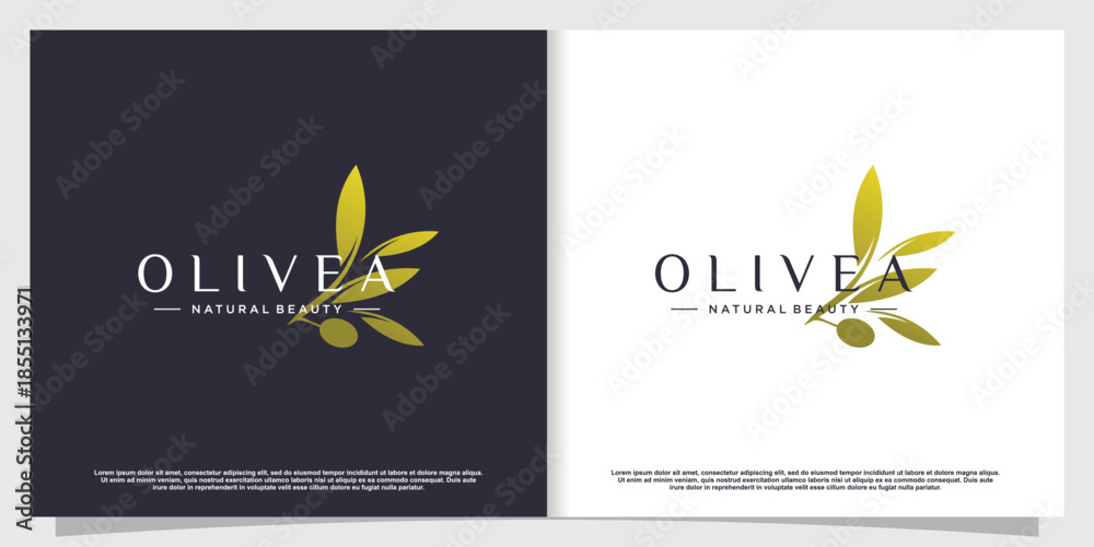 Naklejka premium Olive branch logo concept with creative element Premium Vector
