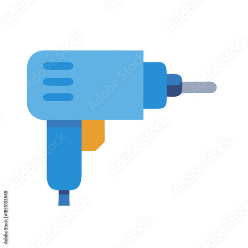 Isolated cartoon cordless drill illustration on a black backdrop