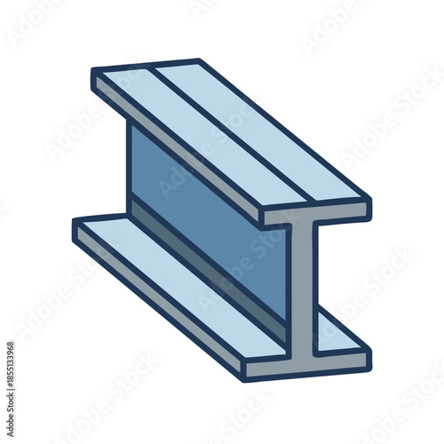 Isolated I-Beam Steel Structure on Black Background Graphic