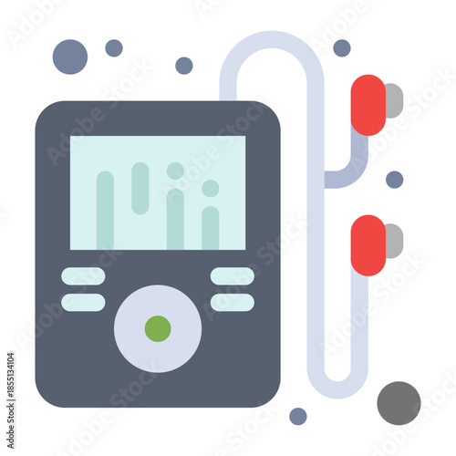 Digital Music Player: This image features a modern digital music player, ready to deliver tunes through its connected headphones.