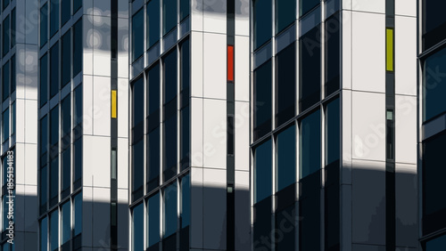 Modern Glass Office Building Facade Details.