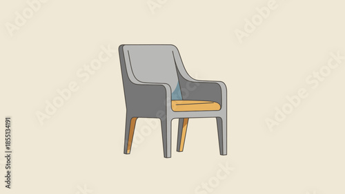 Modern Gray Chair with Yellow Seat.