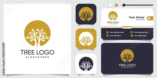 Tree logo design with modern abstract concept Premium Vector