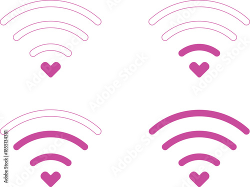 Heart Wi-Fi Signal Icons for Love and Connection