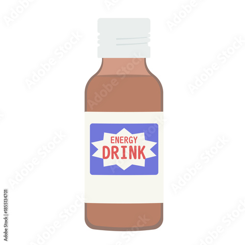 栄養ドリンクのイラスト。健康維持や疲労回復、エナジードリンクのイメージ素材。