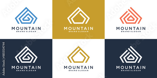 Mountain logo collection with modern simple and minimalist concept Premium Vector part 1