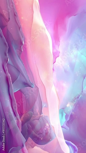 Abstract pink and purple flowers with soft smoke textures and glowing petals on a dark background creating a dreamy floral nature scene