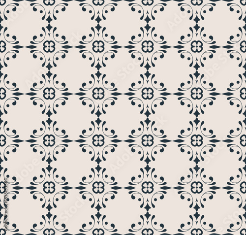 Vintage Art Deco Seamless Pattern. Geometric decorative with blue elements. Retro background. Wallpaper. Paper, print, textile
