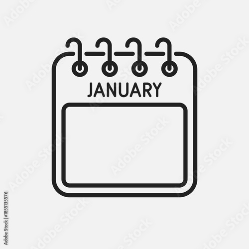 Icon calendar January month, empty space, reminder