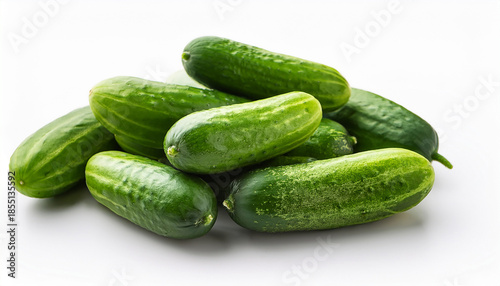 Organic Mini Cucumbers On White Background