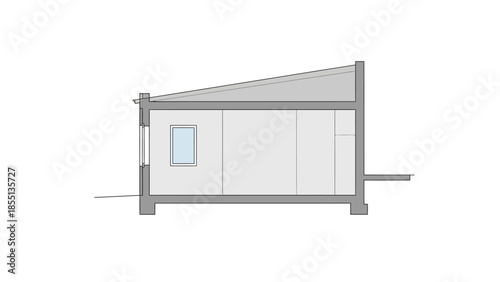 Simple Gray Illustration of a Small House.