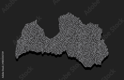 Map of Latvia from silver sequin, glitter, sparkle