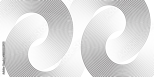 Abstract white glowing geometric lines on gray background. Modern circle lines pattern. Minimal geometric design. Futuristic concept. Eps 10