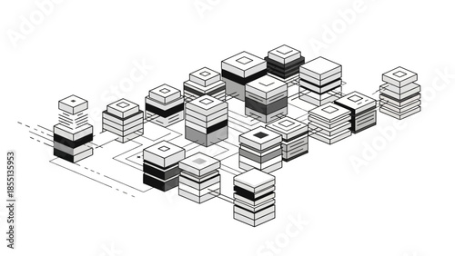 Stacked Cubes with Shadows and Depth.