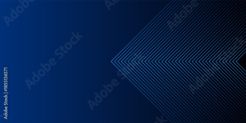 Blue abstract background with glowing arrow lines. Modern shiny blue geometric lines design. Technology futuristic concept. Horizontal banner template. Suit for cover, header, poster, banner, web