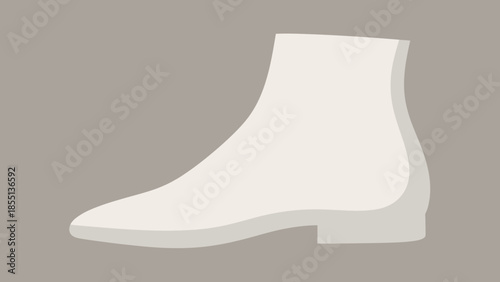 White Leather Ankle Boot Fashion Shoe.