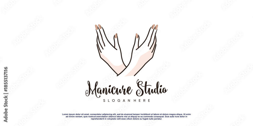 Obraz premium Nail logo concept with creative element style Premium Vector