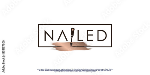 Nail logo concept with creative element style Premium Vector