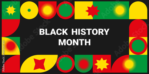 Black History Month. Annual holiday for the USA, Canada and the UK. Vector banner in neo geometry style.