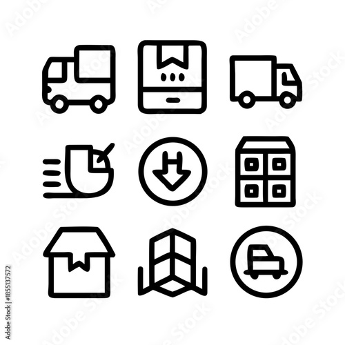 Delivery and logistics icons set