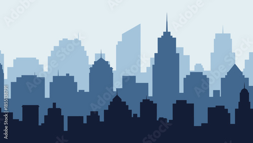 City Skyline Silhouette with Tall Buildings.
