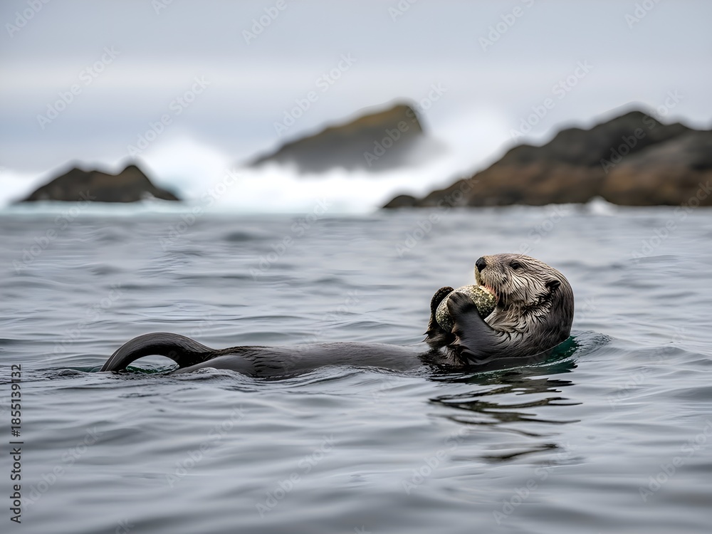 Fototapeta premium Sea lion floating in ocean