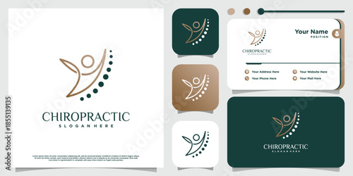 Chiropractic logo with creative element concept Premium Vector