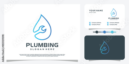 Plumbing logo with creative element concept Premium Vector