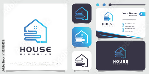 Plumbing logo with creative element concept Premium Vector