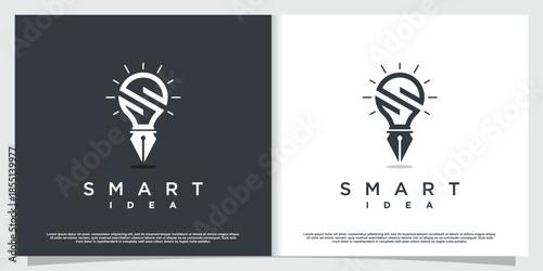 Lamp logo with letter S concept Premium Vector