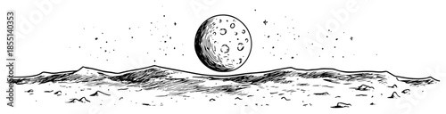 Moon Surface Landscape - Vector Space Astronomy Background