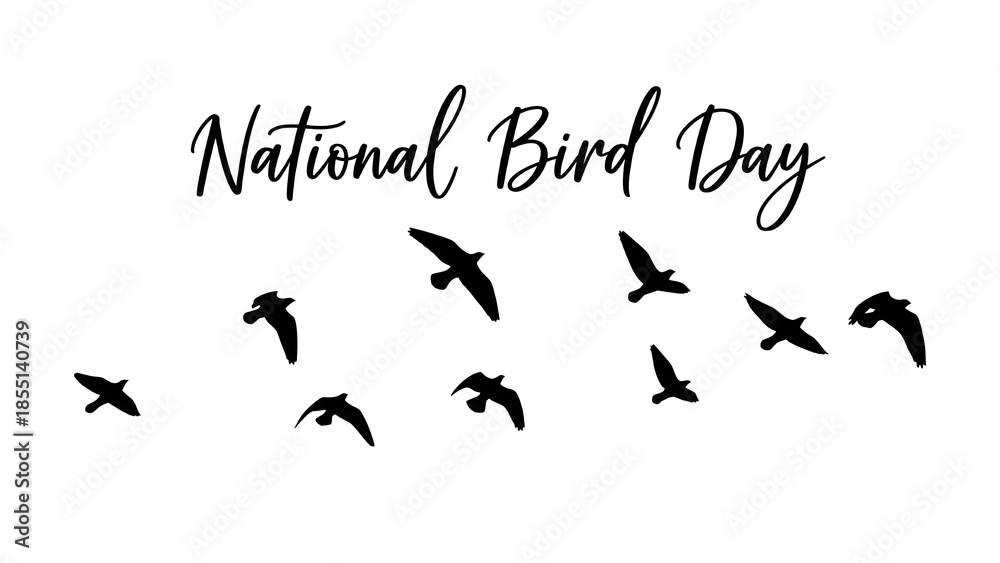 Fototapeta premium National bird day celebration with flying birds silhouette