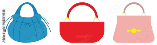 Fashion Handbag Modern Collection Flat Vector Illustration.