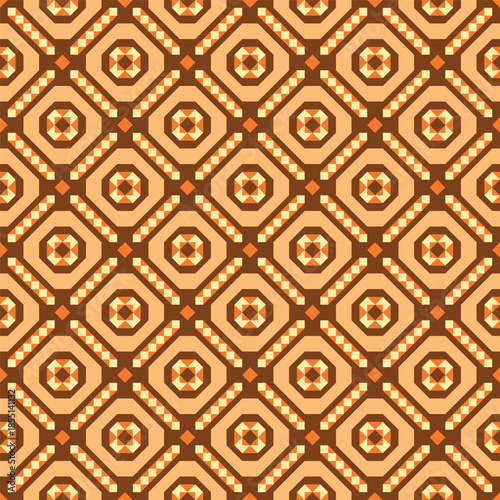 Geometric Flat Design Decorative Square Pattern in Beige and Brown Shades