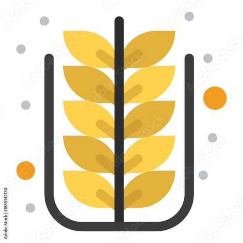 Golden Grain Icon: A minimalist icon presents the essence of grain with a clean and modern aesthetic. The icon's simplicity allows for versatile usage in various applications.