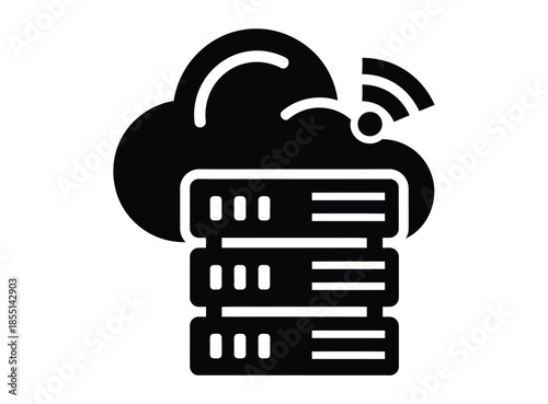 Cloud server icon with wi fi signal