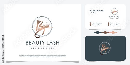 Eyelashes logo with letter B concept Premium Vector