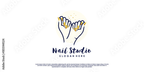 Nail beauty logo for business with creative concept Premium Vector
