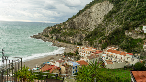 view of a bay and beach of the Erchie village, from Amalfi coast