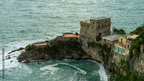 view of a bay and beach of the Erchie village, from Amalfi coast