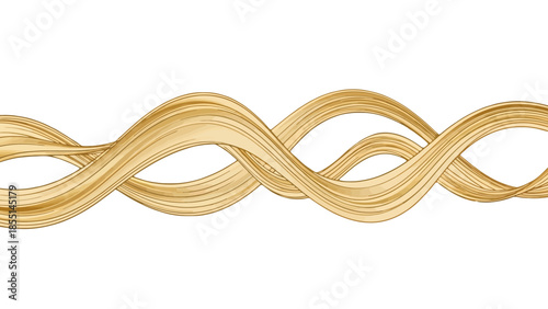 Luxurious Golden Braided Hair or Intertwining Golden Strands, Isolated White Background