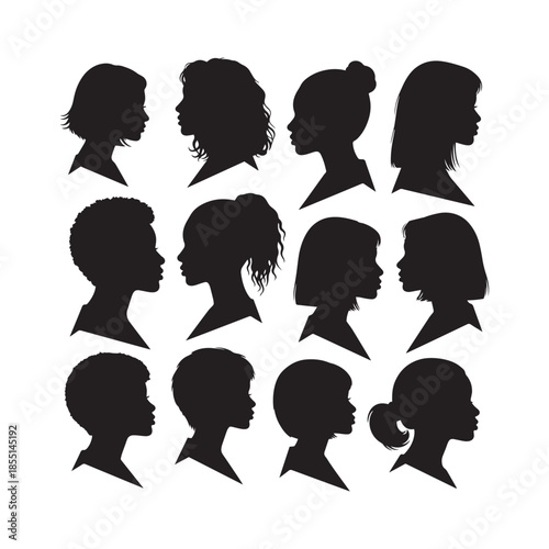 Female Silhouettes in Profile Silhouettes Collection