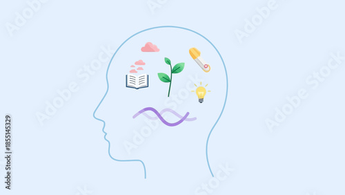 Human Head with Creative Ideas and Growth.