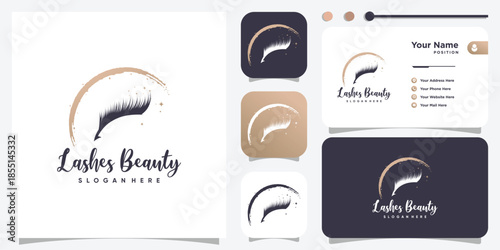 Lash logo design for beauty with creative element Premium Vector