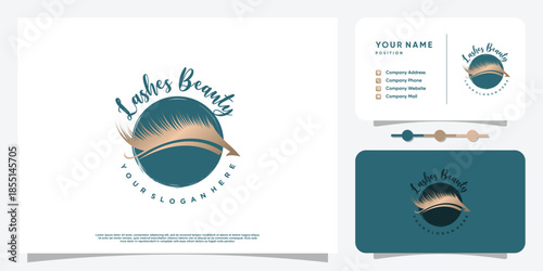 Lash logo design for beauty with creative element Premium Vector
