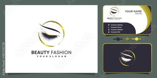 Lash logo design for beauty with creative element Premium Vector